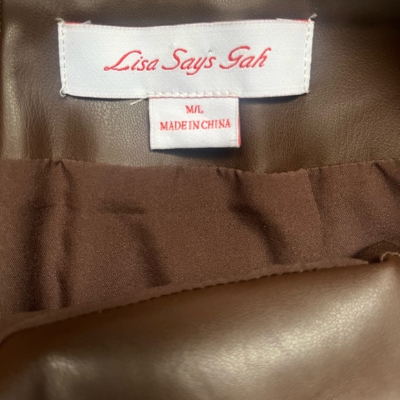 Lisa Says Gah Chocolate Brown Faux Leather Straight Leg Pants Size M/L - Picture 3 of 9